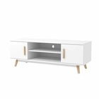 Senja - meuble tv 2 placards – design épuré et minimaliste – rangement optimal (étagères et compartiments) - blanc