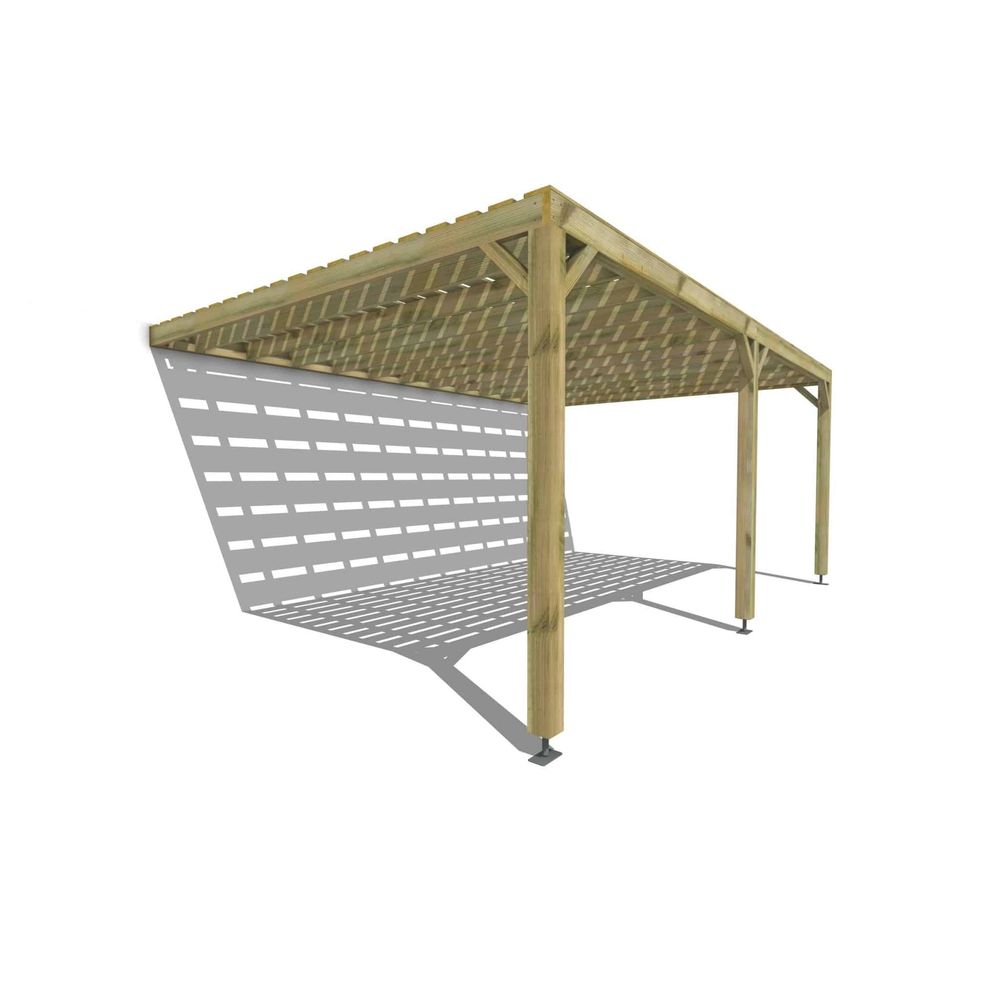 Pergola bois • 6m x 4m • adossée • sens profondeur • platelage bois • livraison comprise