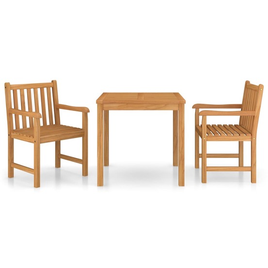Ensemble de salle à manger de jardin 3 pièces 80 x 80 cm en bois de teck massif