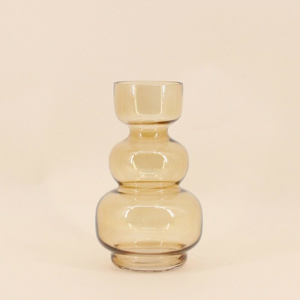 Vase design en verre teinté doré 26,5cm