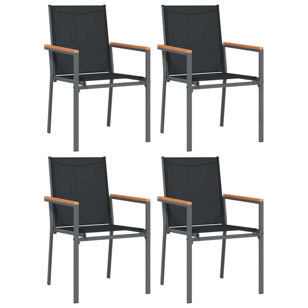 Chaises de jardin lot de 4 noir 55x61,5x90cm textilène et acier