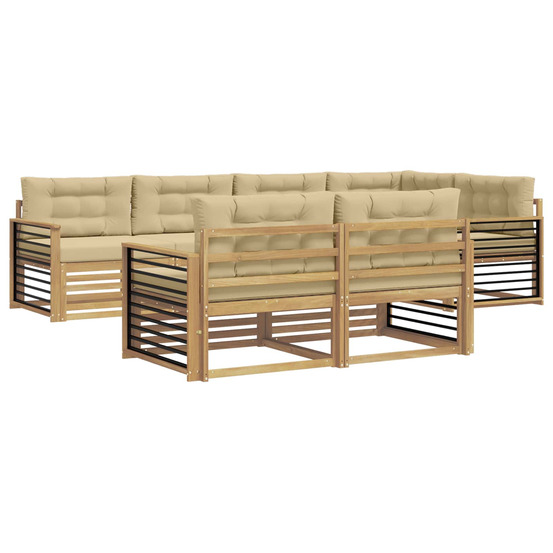 Ensemble de canapés d'extérieur 7 pcs blanc et beige polyester