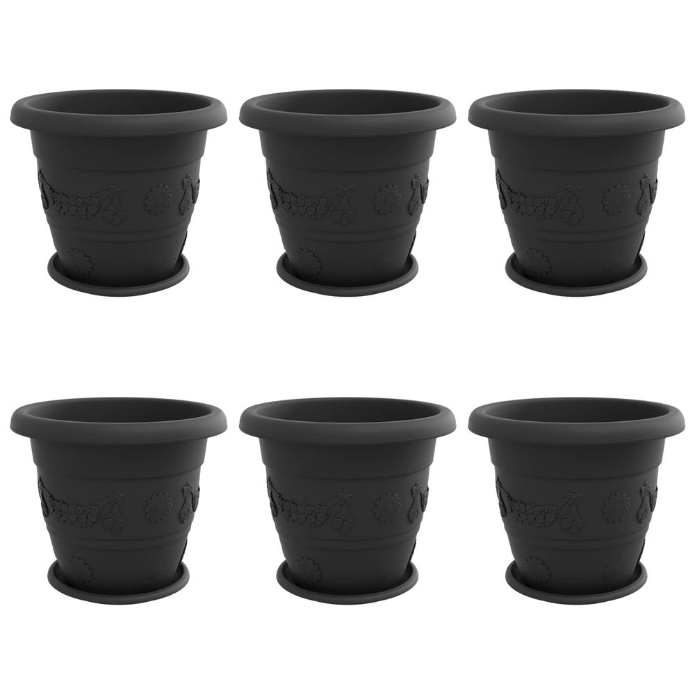 Pots de plantes 6 pc noir ø 39 x 32 cm plastique
