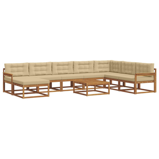 Ensemble de canapés d'extérieur 9 pcs naturel et beige