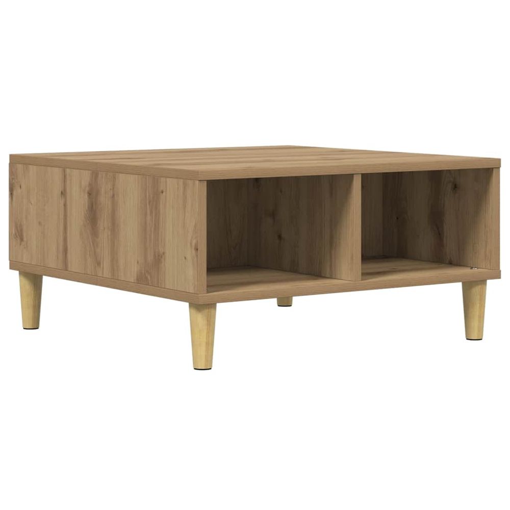 Table basse chêne artisanal 60x60x30 cm bois d'ingénierie