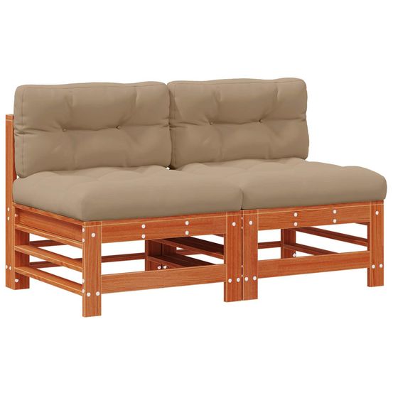 Sofa de jardin milieu pin massif brun ciré