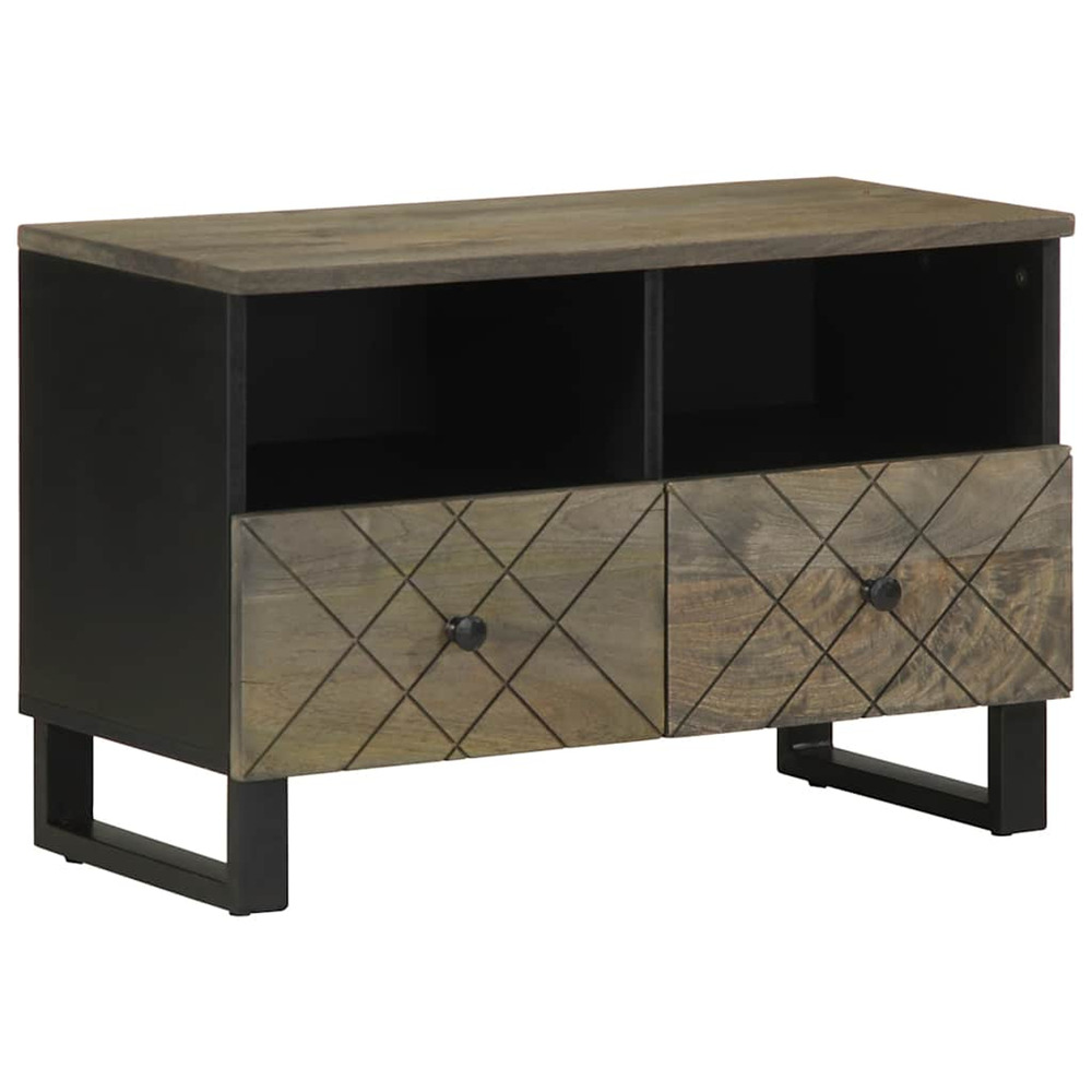 Meuble tv noir 70x33x46 cm bois massif de manguier