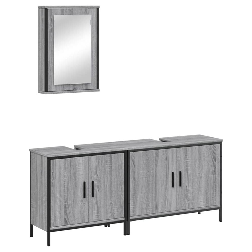 Ensemble de meubles de salle de bain 3 pcs sonoma gris