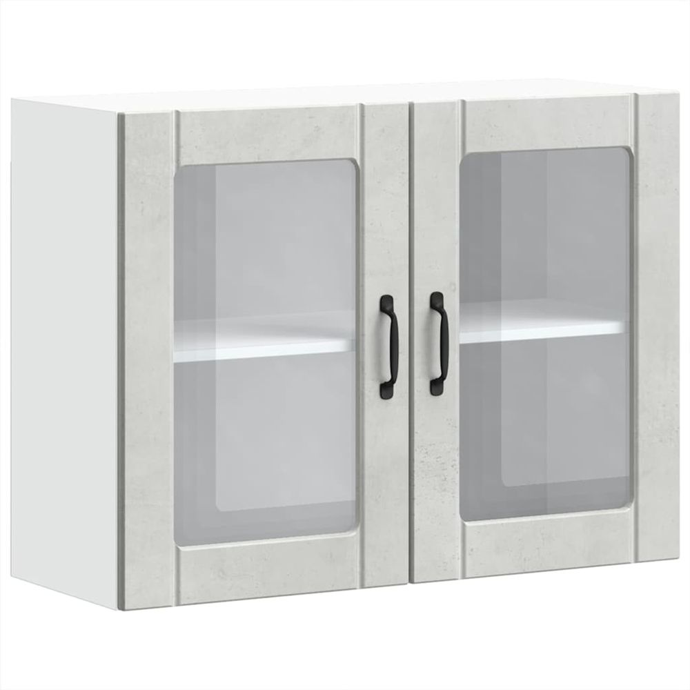 Armoire murale de cuisine avec porte en verre lucca gris béton