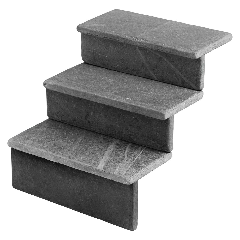 Dessus de marche ardoise noire vieillie 50x25x3 cm bord droit (à l'unité) - ro'ma nature