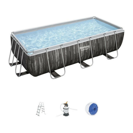 Bestway kit piscine hors sol et accessoires power steeltm 404 x 201 x 100 cm, filtre a sable, echelle, diffuseur chemconnecttm