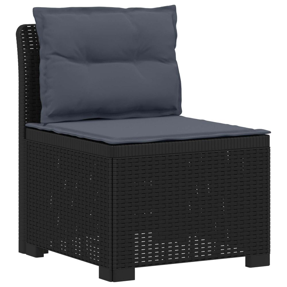 Canapé de jardin 1 place avec coussins look rotin pp anthracite