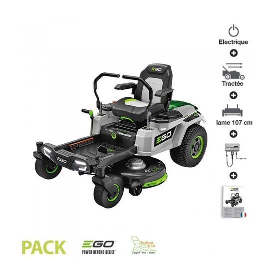 Tondeuse autoportée sur batterie zero turn ego coupe 107 cm zt4201e avec chargeur mural