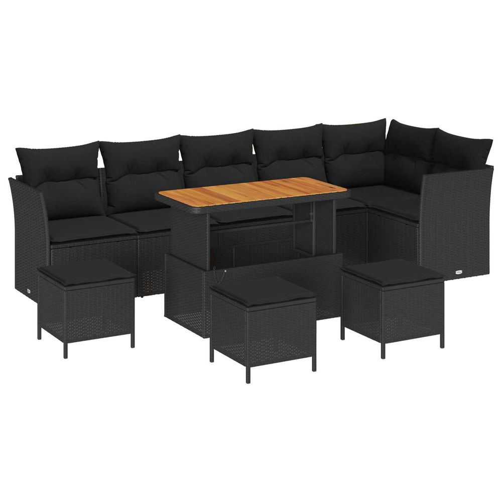 Ensemble de canapé de jardin 10 pc noir polyrotin