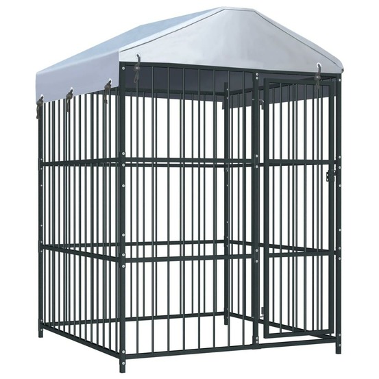 Chenil extérieur cage enclos parc animaux chien d'extérieur avec toit pour chiens 150 x 150 x 210 cm