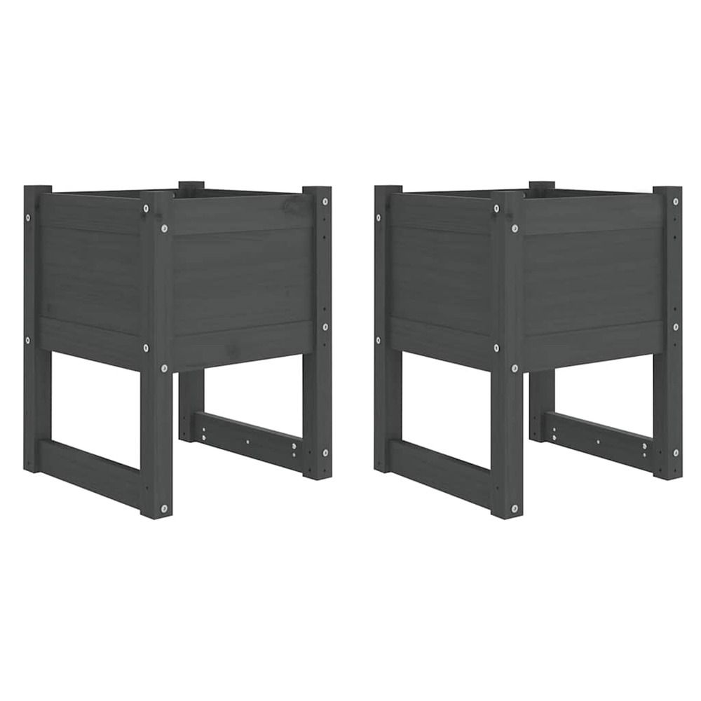 Jardinière d'extérieurs 2 pcs gris 40x40x52,5 cm bois massif de pin