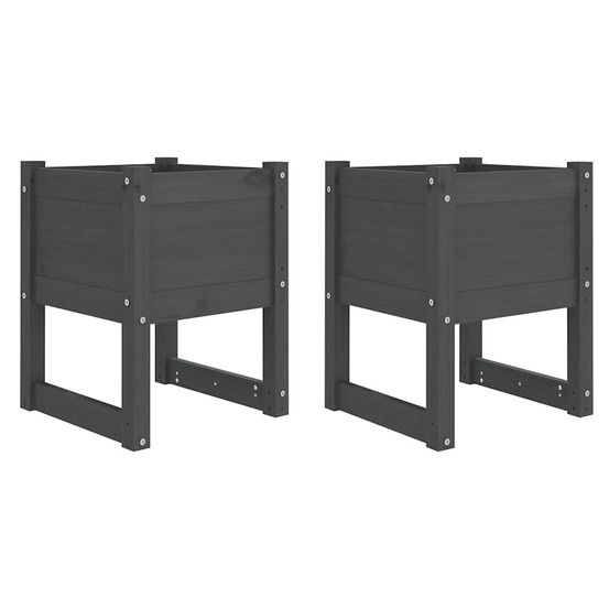 Jardinière d'extérieurs 2 pcs gris 40x40x52,5 cm bois massif de pin