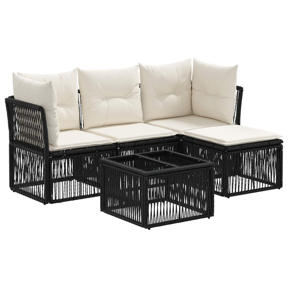 Ensemble de canapé de jardin 5 pc noir polyrotin
