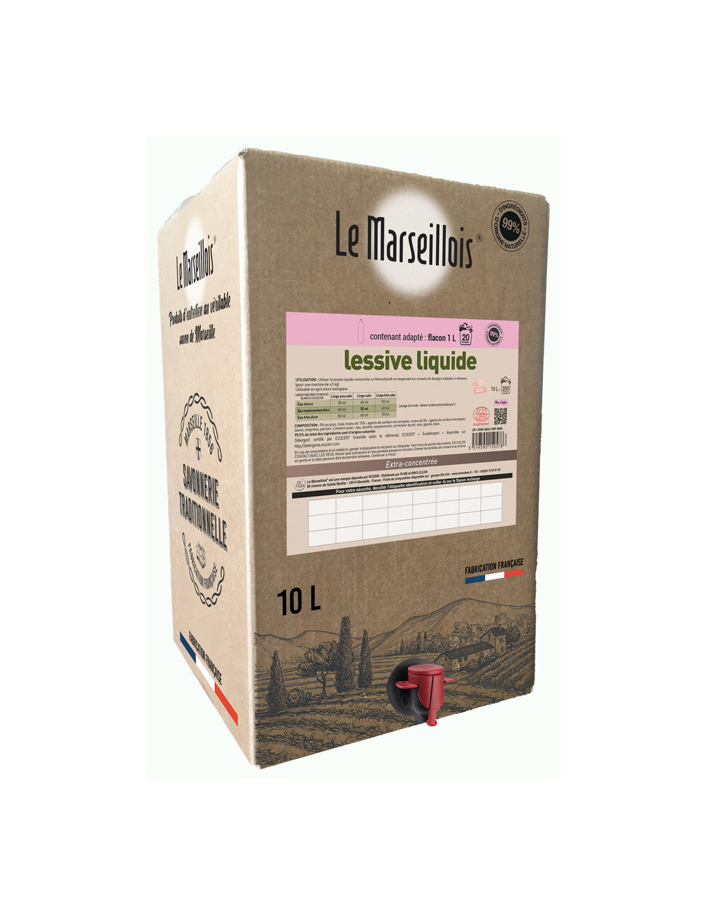Lessive liquide linge le marseillois bib 10l - le marseillois