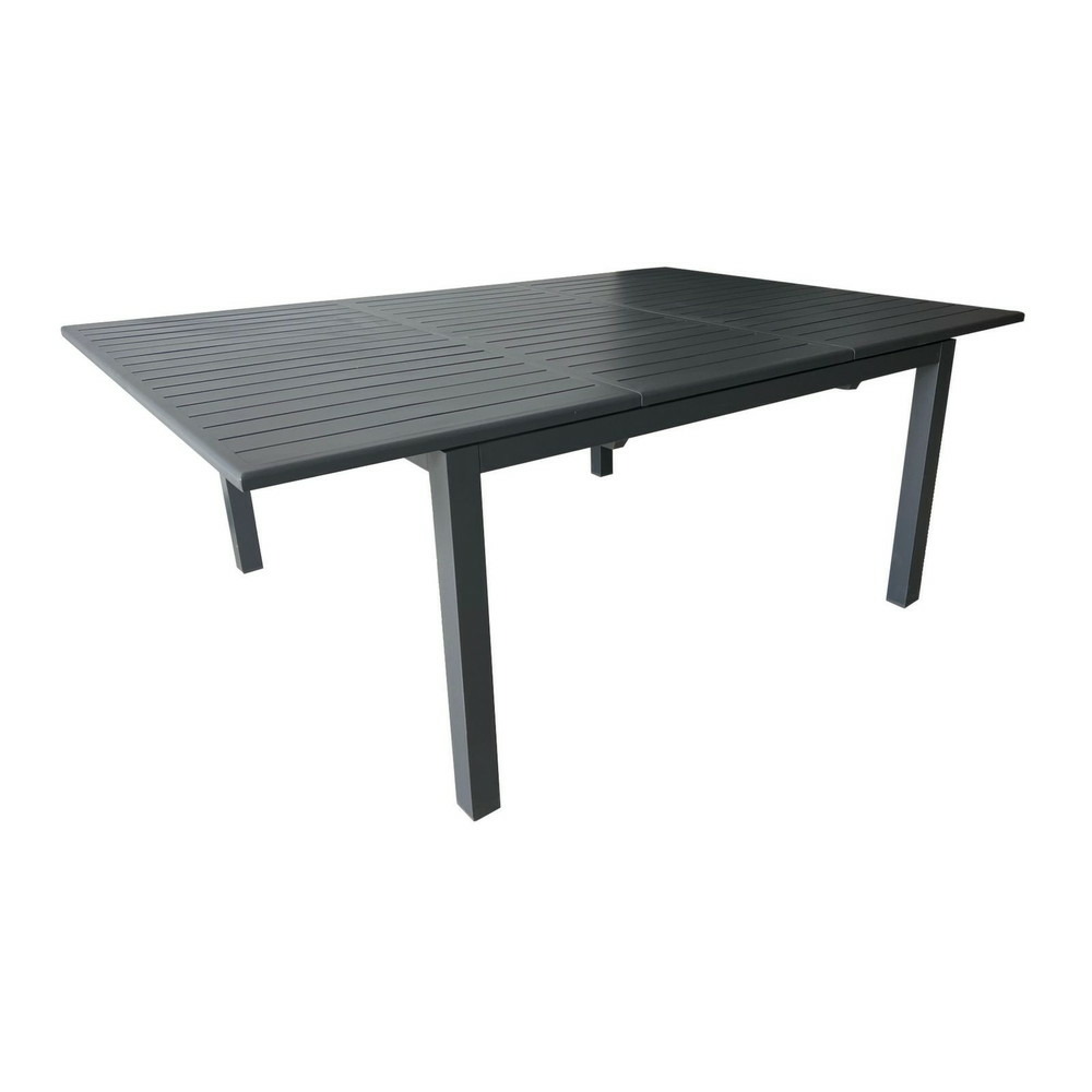 Table de jardin extensible genes 140/200 x 140 cm - plateau à lattes - graphite - alu
