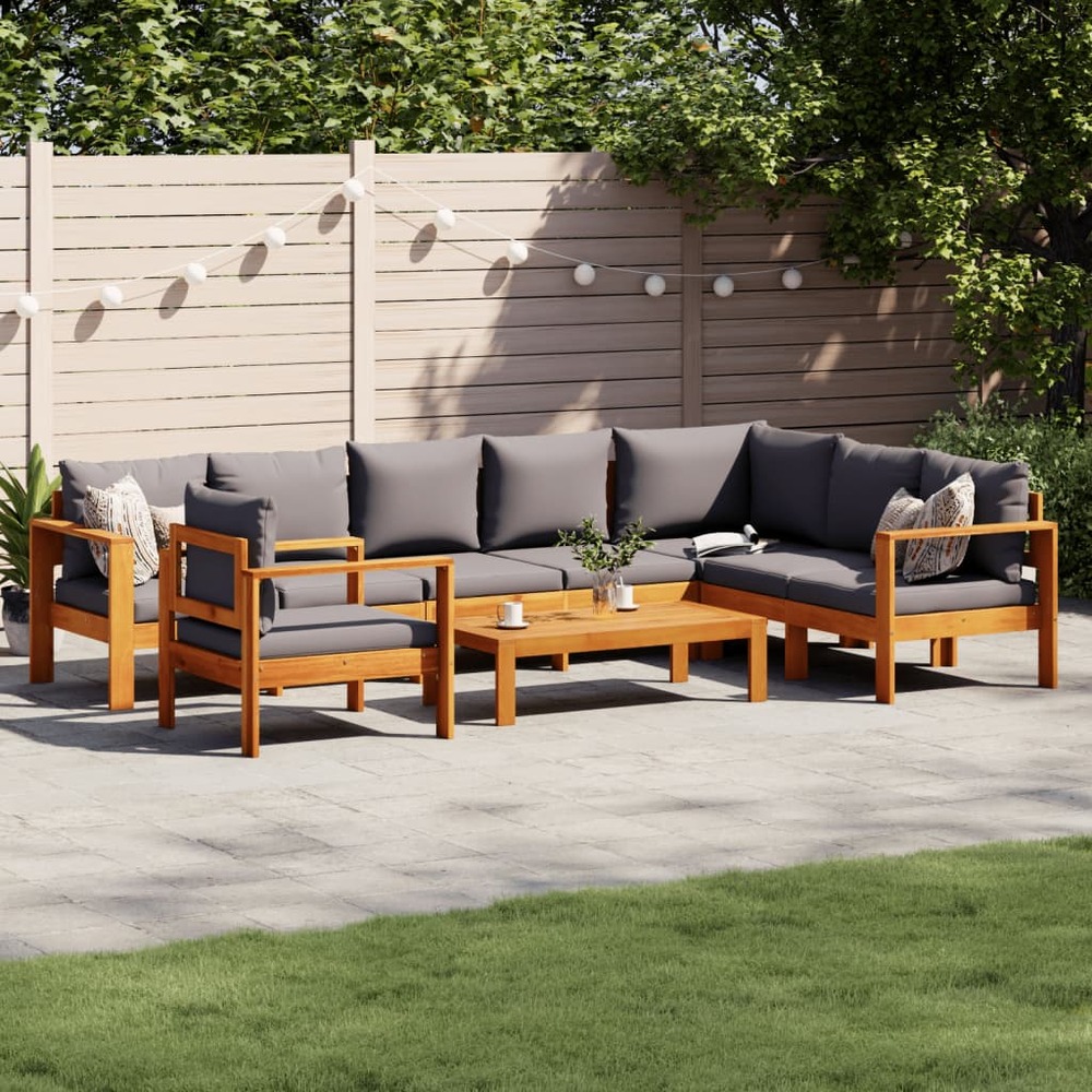 Salon de jardin avec coussins 6 pcs bois d'acacia solide