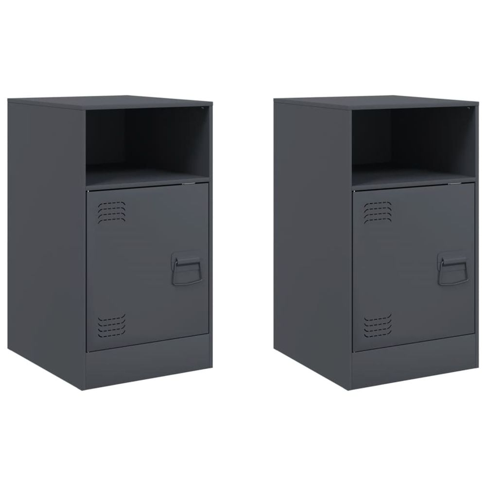 Tables de chevet 2 pcs anthracite 34,5x39x62 cm acier