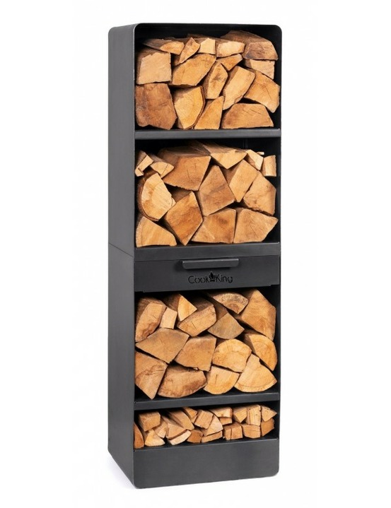 Grand porte bûches vento en acier noir h.120cm