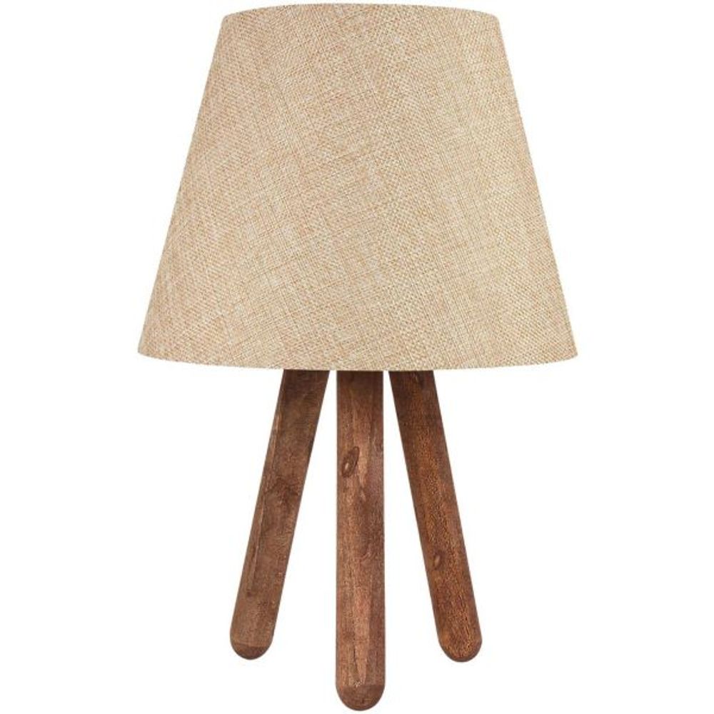 Lampe à poser trepieds bois et tissu carla hêtre et crème