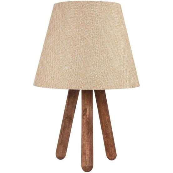 Lampe à poser trepieds bois et tissu carla hêtre et crème