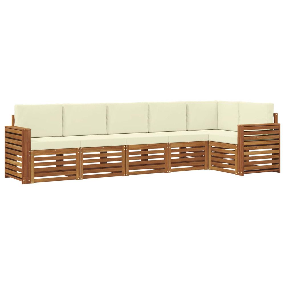 Ensemble de canapés d'extérieur 6 pc naturel et crème polyester