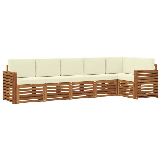 Ensemble de canapés d'extérieur 6 pc naturel et crème polyester