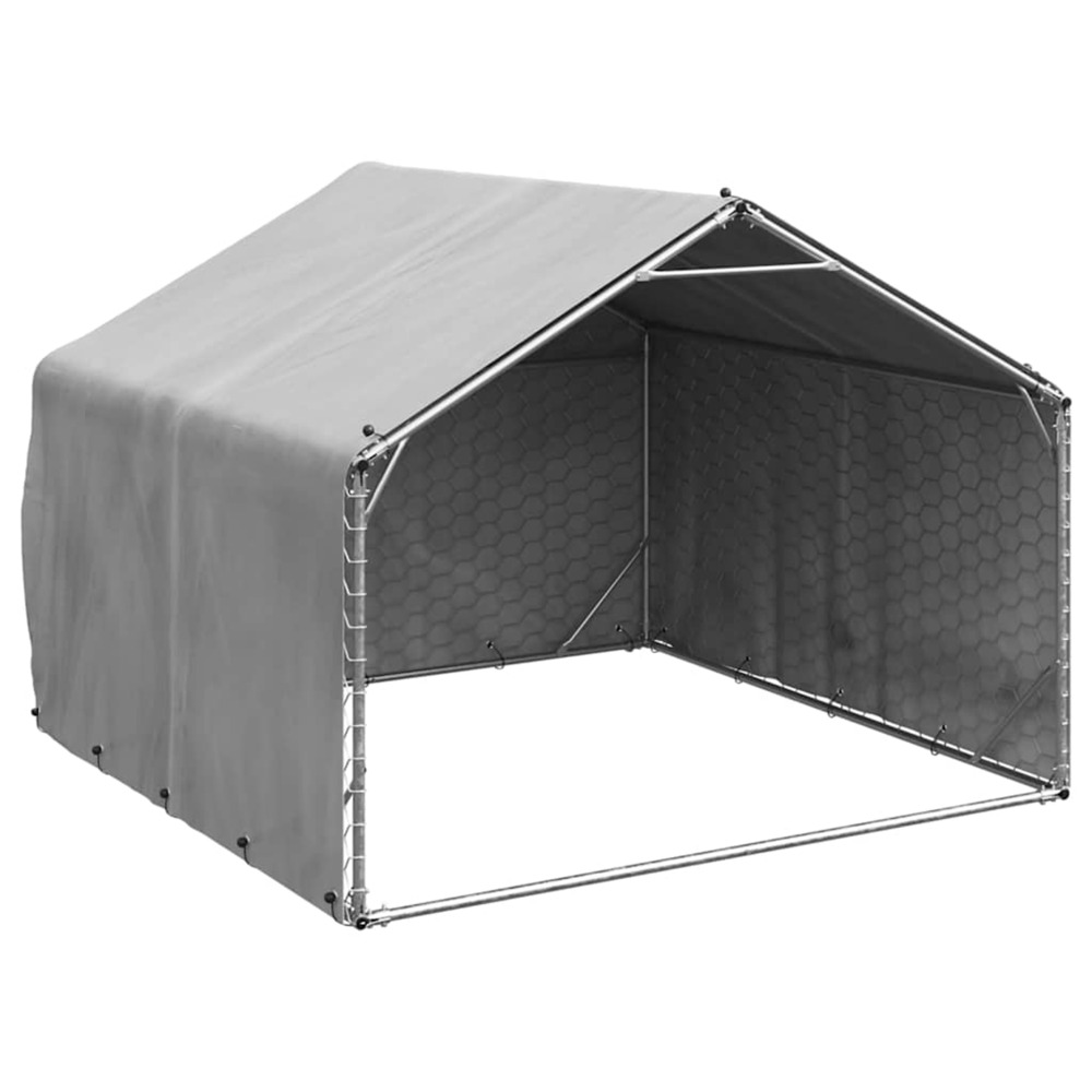 Niche d'extérieur pour chien avec couvercle 2 x 2 x 1,5 m en acier galvanisé