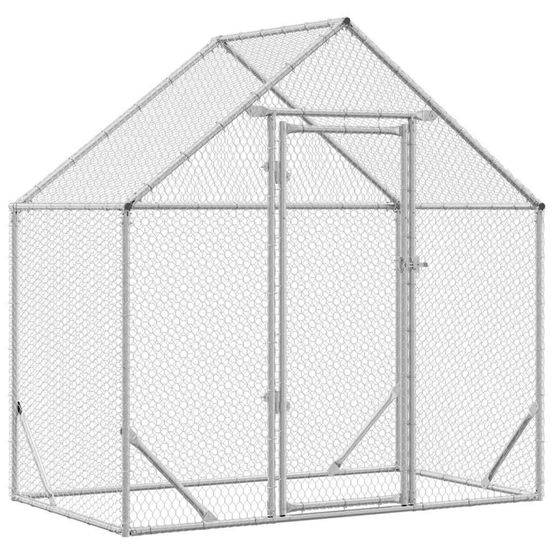 Cage à poules argent 170 x 100 x 177 cm acier galvanisé