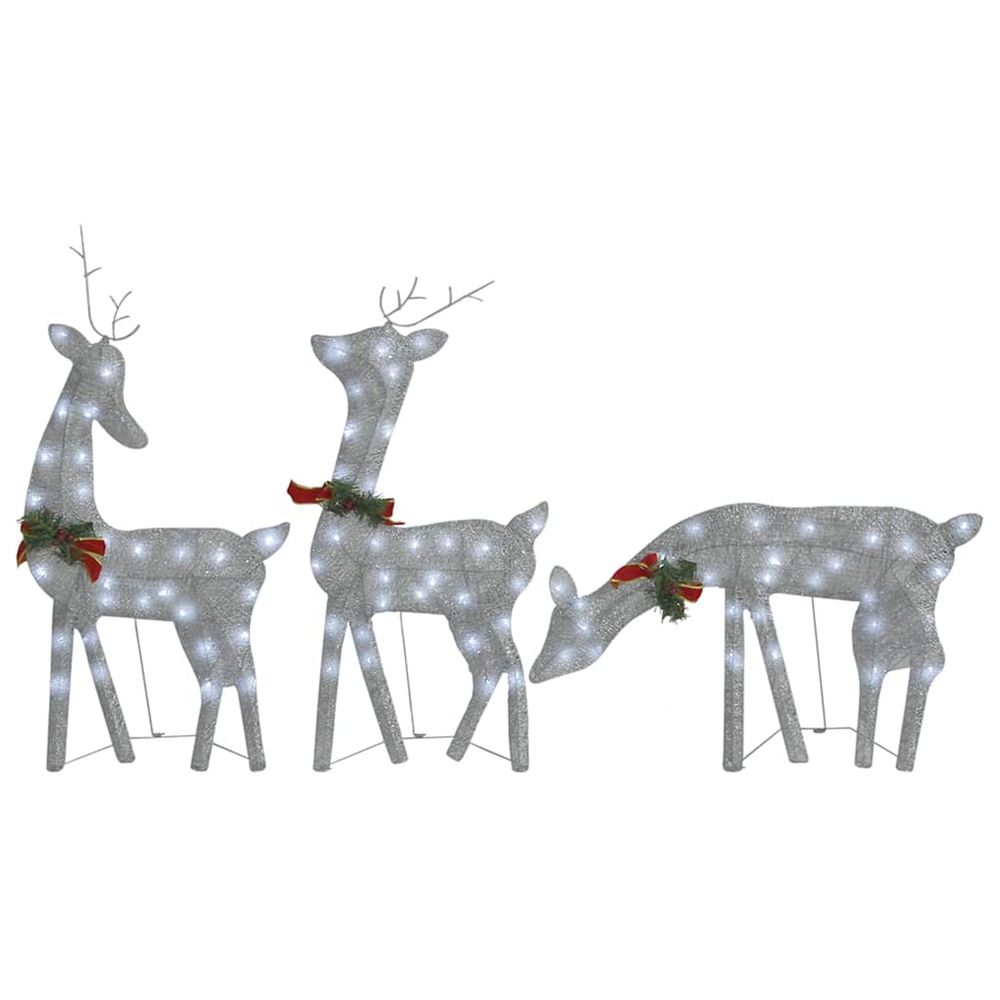 Famille de rennes de noël 270x7x90cm argenté blanc froid maille