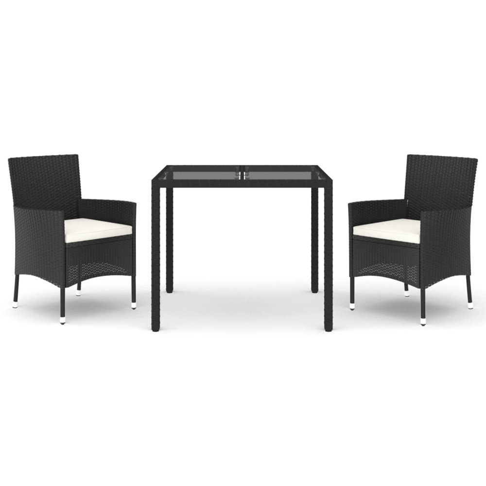 Ensemble à manger de jardin avec coussins 3 pcs noir