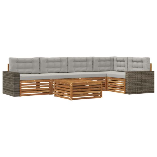 Ensemble de canapés d'extérieur 6 pc naturel et gris clair