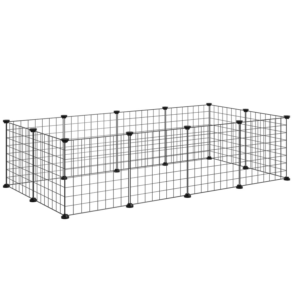 Enclos modulable métal pour cochons d'inde et hérissons parc intérieur 106x73x36cm noir