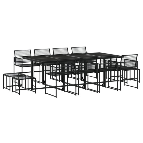 Ensemble à manger de jardin 13 pcs noir résine tressée