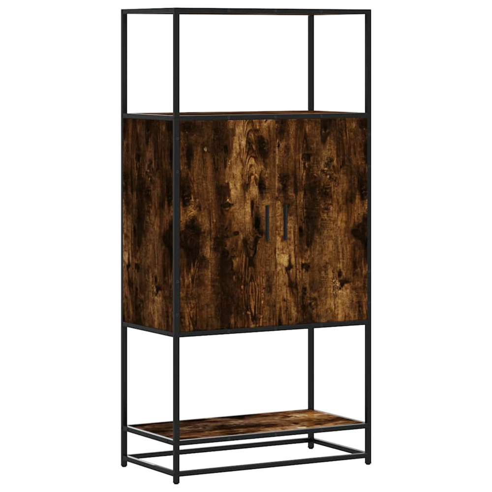 Buffet haut chêne fumé 68x35x139 cm bois d'ingénierie métal