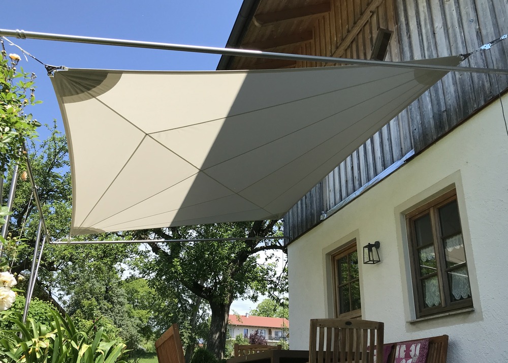 Voile d'ombrage premium carrée 6x6m - imperméable 270g - couleur gris / cloud