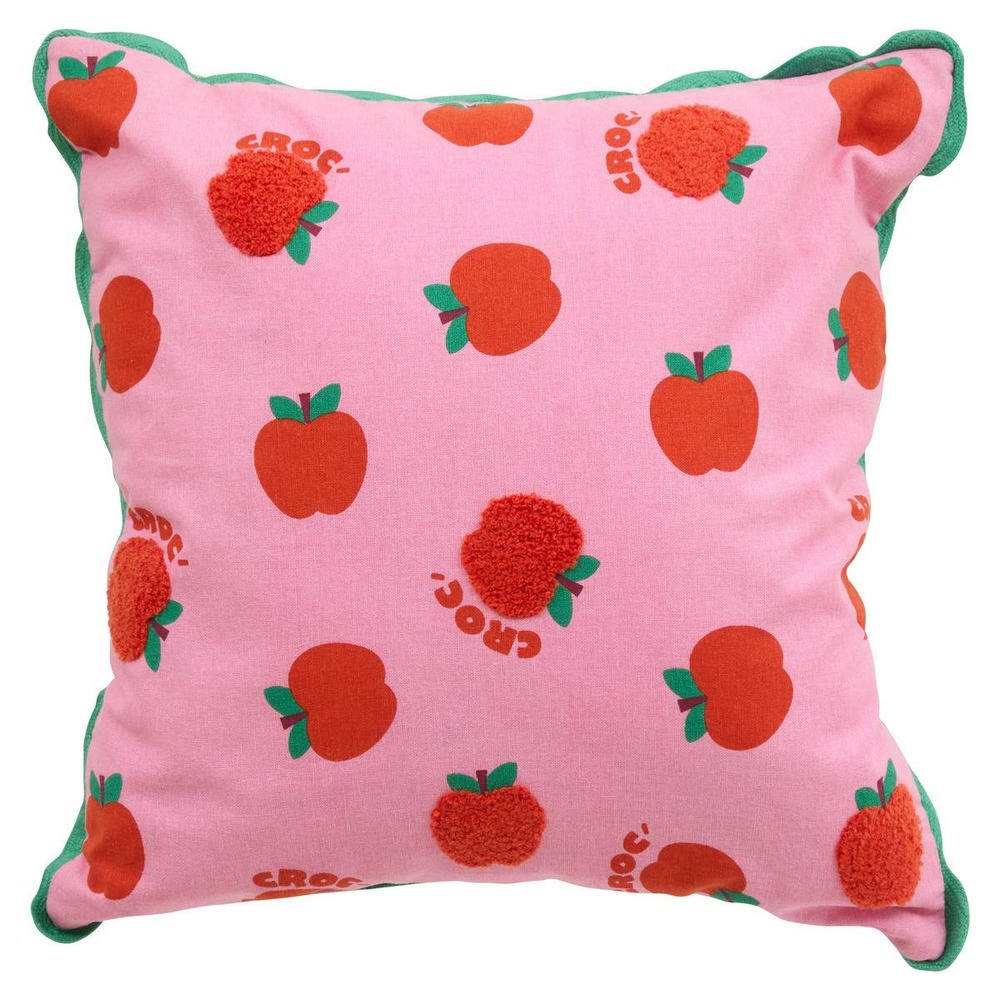 Coussin chacha 40x40 cm rose imprimé pomme