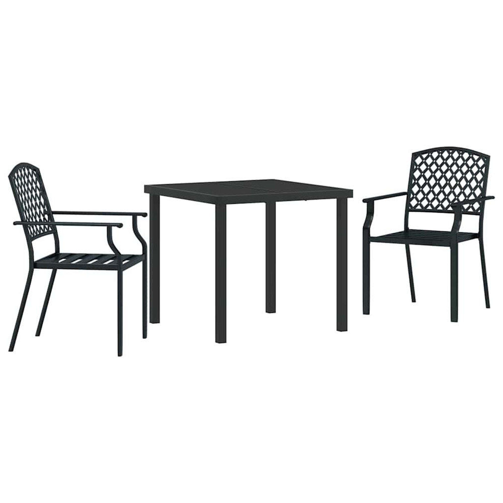 Ensemble de salle à manger pour jardin 3 pcs anthracite