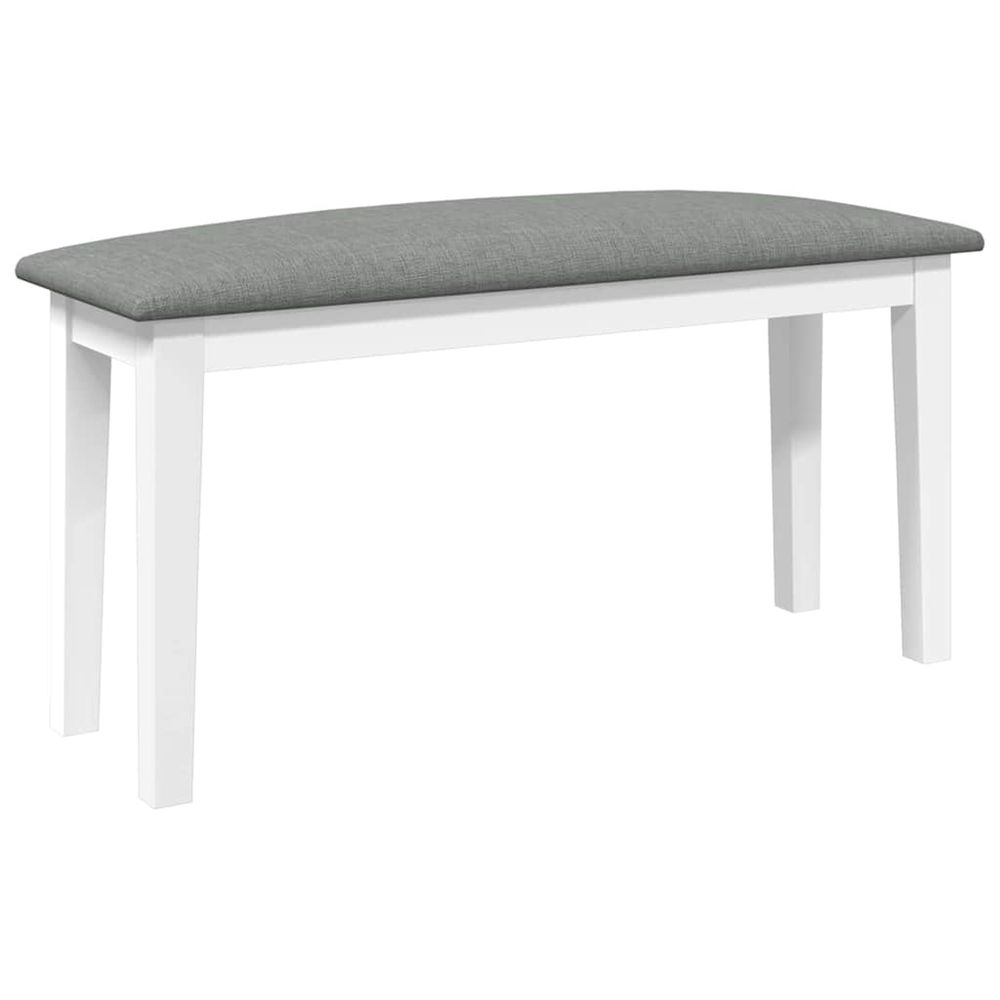 Banc 90 cm blanc bois massif caoutchouc
