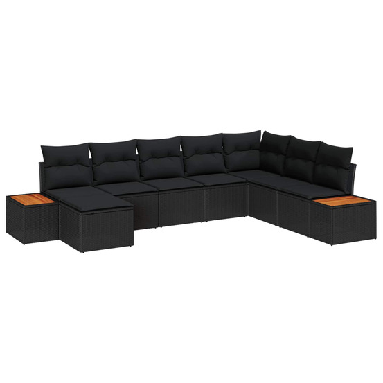 Ensemble de canapé de jardin avec coussin 9 pcs noir polyrotin