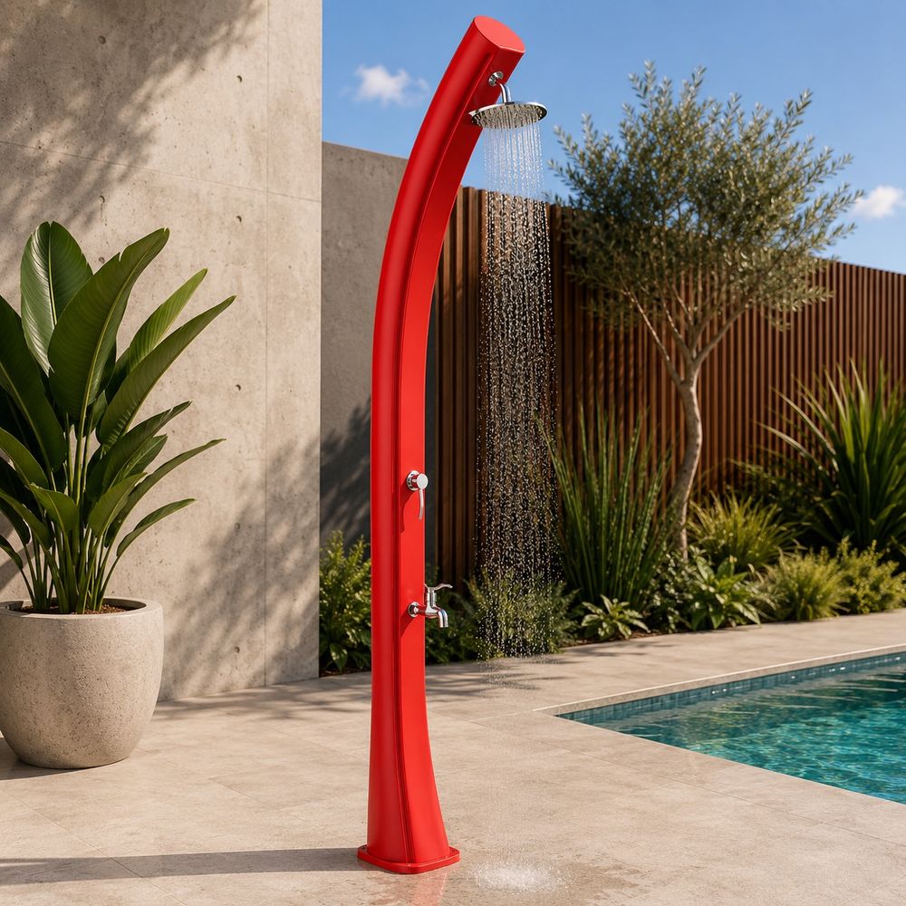 Douche solaire rouge 40l pehd exterieur douce sans electricite