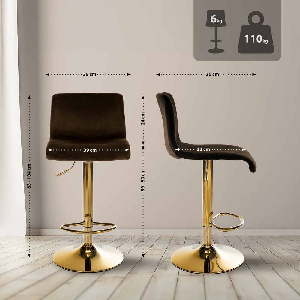 Tabouret de bar hoover velours g