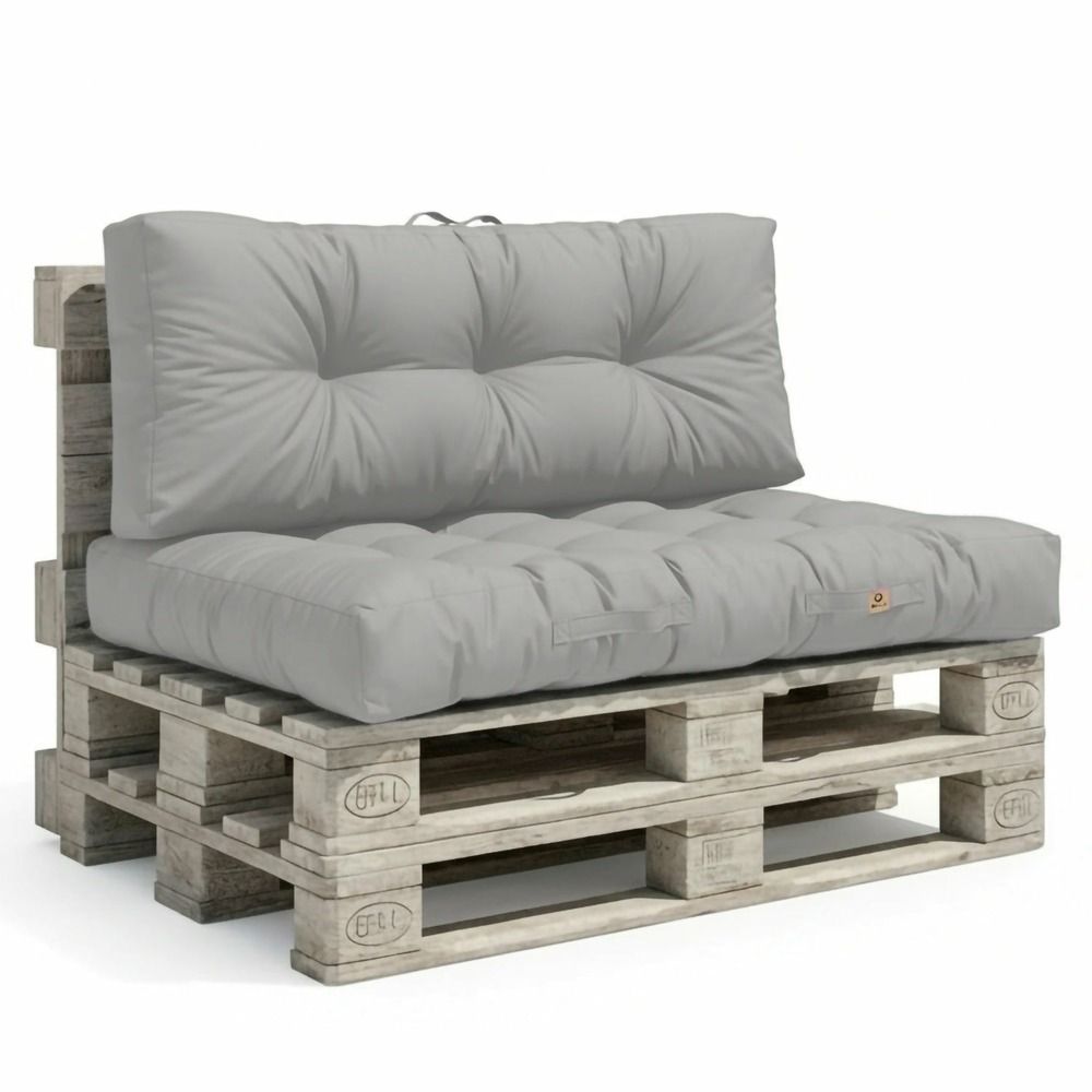 Coussins matelas pour palette 120x80x15 en polyester gris galet