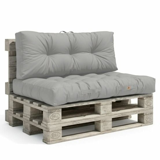 Coussins matelas pour palette 120x80x15 en polyester gris galet
