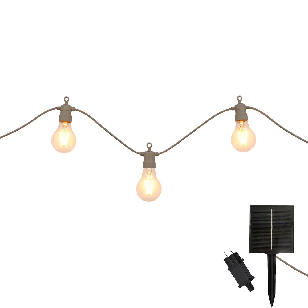 Guirlande solaire hybride party max clear taupe 8m