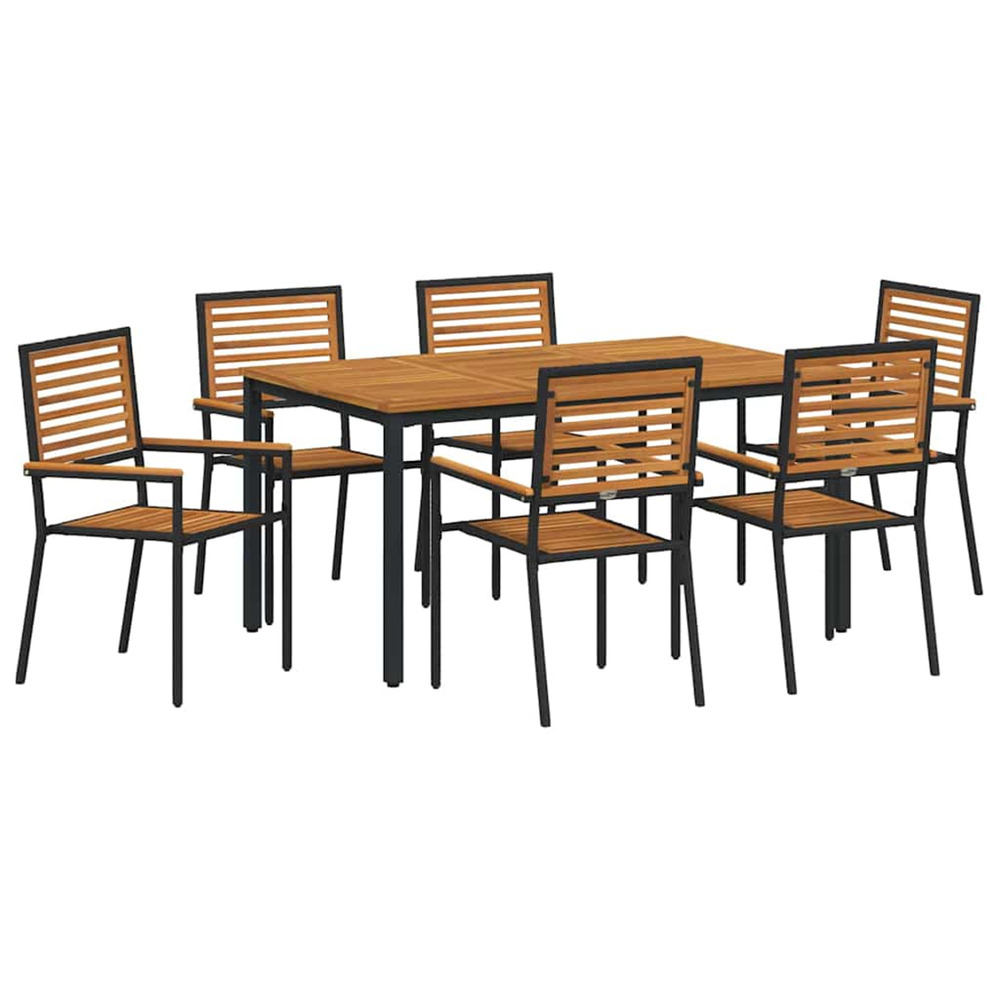 Ensemble de salle à manger pour jardin 7 pcs noir et marron
